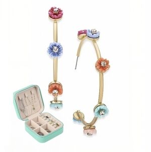 Floral Hoop Earrings with Multicolor Accents